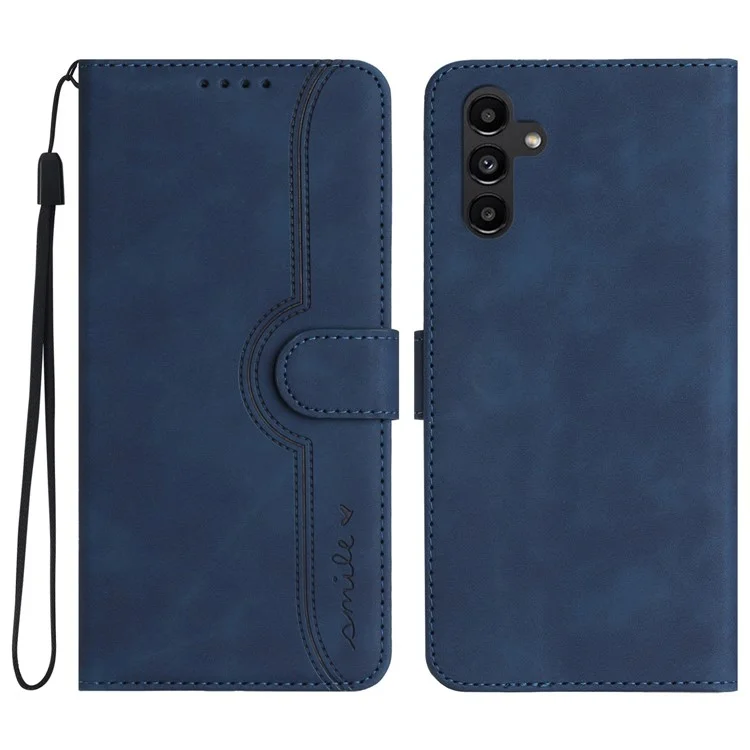 YX0030 Phone Case for Samsung Galaxy A34 5G Imprinted Pattern PU Leather Flip Cover with Wallet - Sapphire