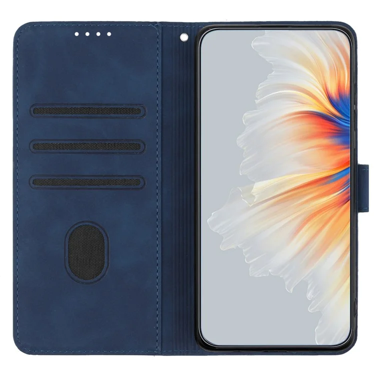 YX0030 Phone Case for Samsung Galaxy A34 5G Imprinted Pattern PU Leather Flip Cover with Wallet - Sapphire