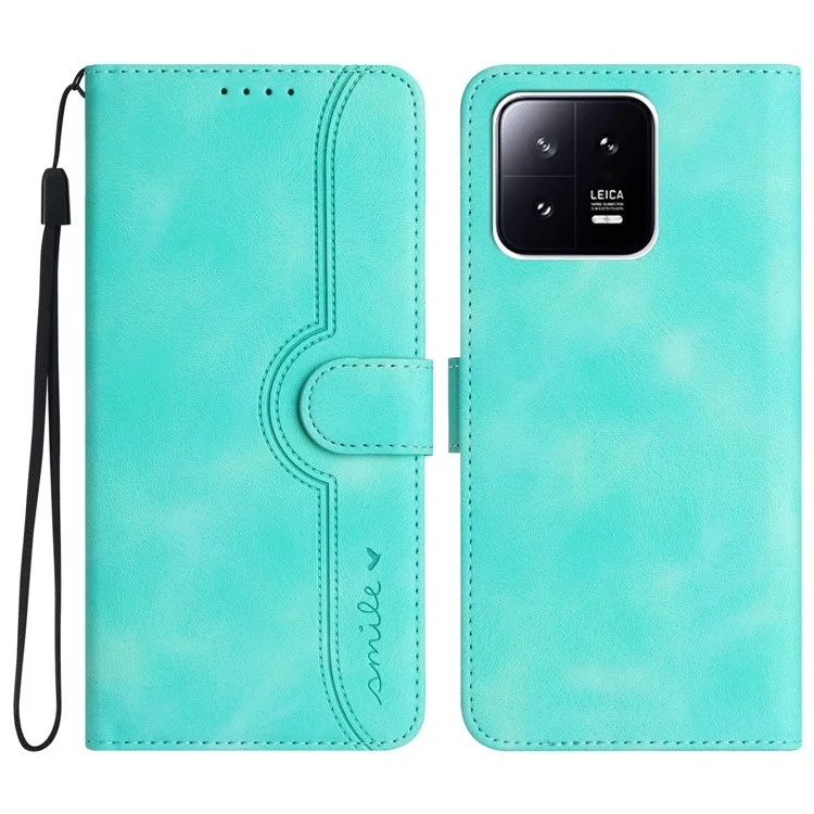 YX0030 PU Leather Flip Cover for Xiaomi 13 Shockproof Wallet Phone Case Imprinted Pattern Anti-Drop Phone Shell - Baby Blue