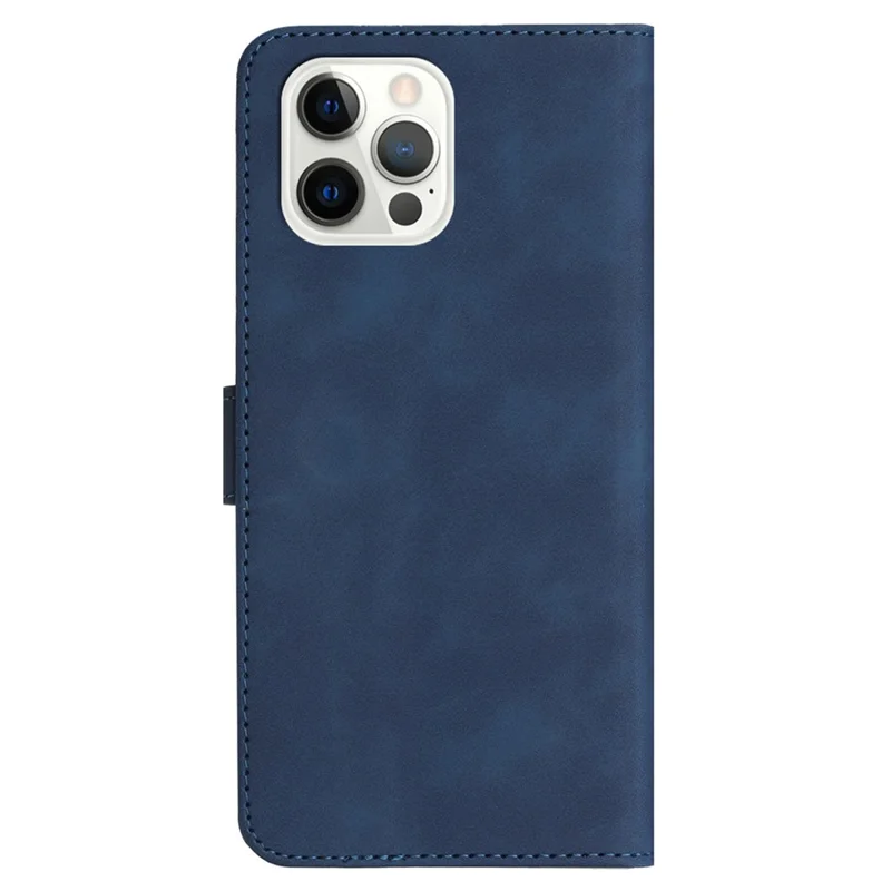 YX003 For iPhone 14 Pro Max PU Leather Wallet Phone Case Folding Stand Imprinted Cover - Sapphire