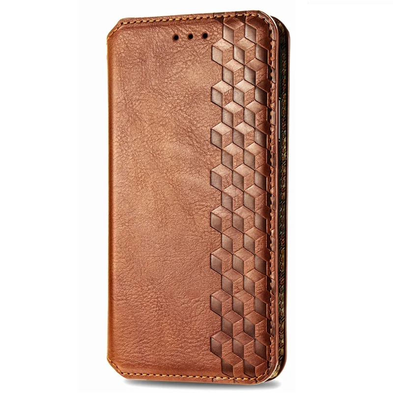 For Nokia C32 PU Leather Case Rhombus Imprint Wallet Stand Phone Cover - Brown