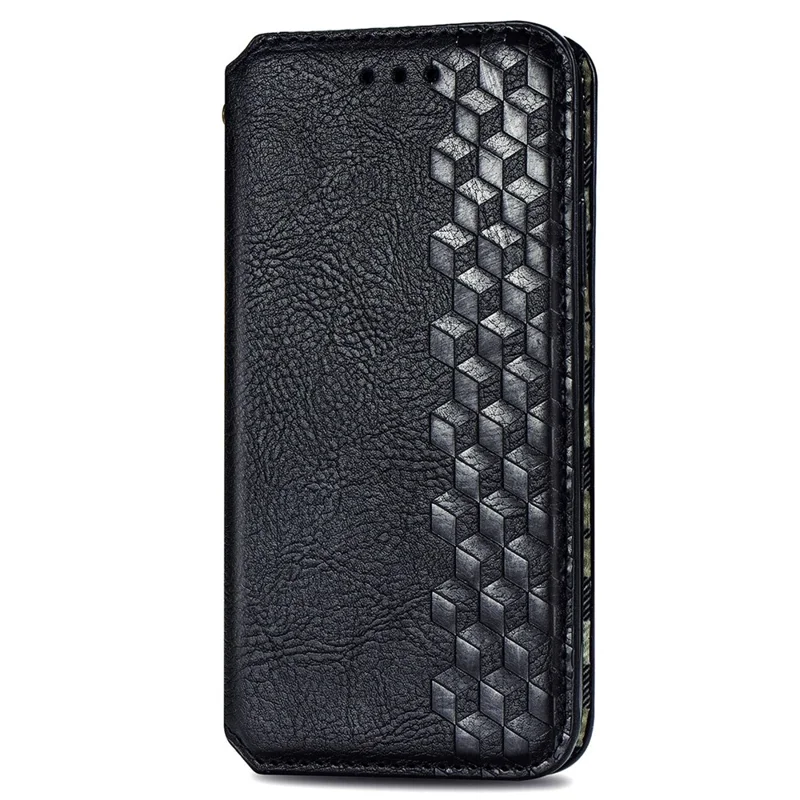 For Xiaomi Redmi Note 12 Pro 5G / Note 12 Pro Speed 5G / Poco X5 Pro 5G Cell Phone Cover Rhombus Imprint Leather Wallet Stand Case -Black