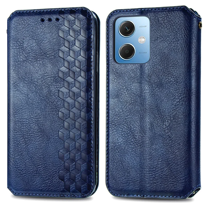 Para Xiaomi Poco X5 5g / Redmi Nota 12 5G (Global) /(china) /(índia) Capa Telefônica Rhombus Print Stand Stand Leather Wallet Case - Azul