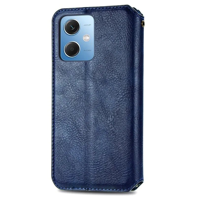 Para Xiaomi Poco X5 5g / Redmi Nota 12 5G (Global) /(china) /(índia) Capa Telefônica Rhombus Print Stand Stand Leather Wallet Case - Azul