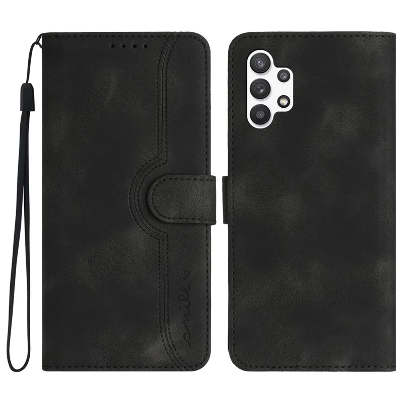 YX003 For Samsung Galaxy A13 4G PU Leather Flip Stand Phone Case Imprinted Wallet Cover - Black