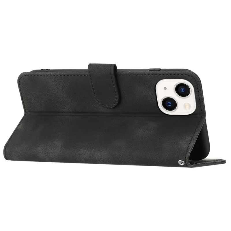 YX003 For iPhone 13 / 14 Cell Phone Case Imprinted Pattern PU Leather Stand Multifunction Wallet Flip Cover - Black