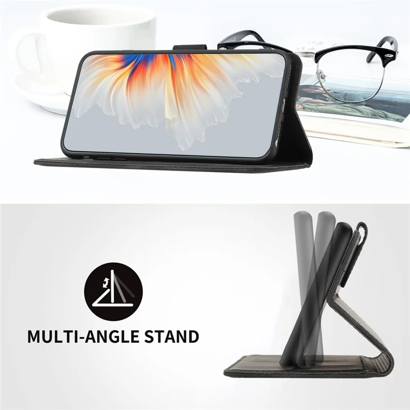 YX003 For iPhone 13 / 14 Cell Phone Case Imprinted Pattern PU Leather Stand Multifunction Wallet Flip Cover - Black