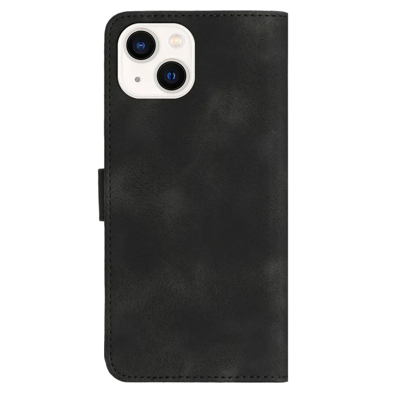 YX003 For iPhone 13 / 14 Cell Phone Case Imprinted Pattern PU Leather Stand Multifunction Wallet Flip Cover - Black