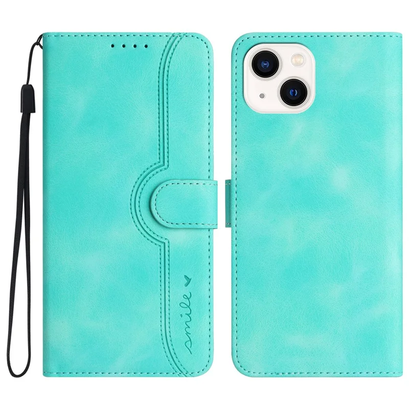 YX003 For iPhone 13 / 14 Cell Phone Case Imprinted Pattern PU Leather Stand Multifunction Wallet Flip Cover - Baby Blue