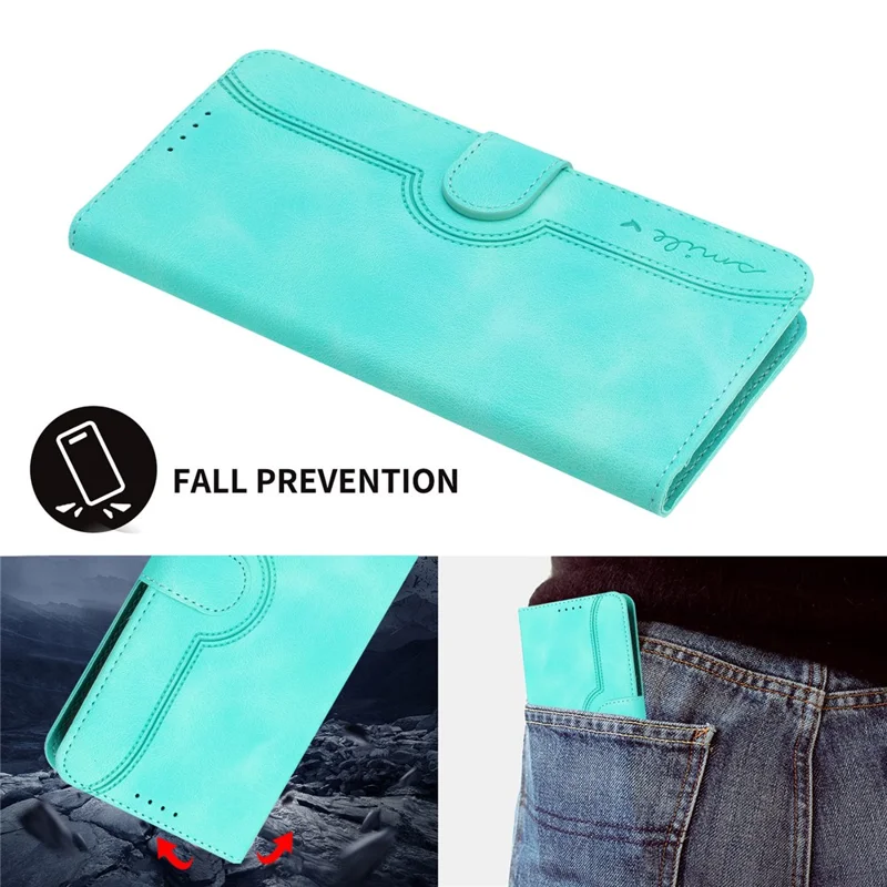 YX003 For iPhone 13 / 14 Cell Phone Case Imprinted Pattern PU Leather Stand Multifunction Wallet Flip Cover - Baby Blue