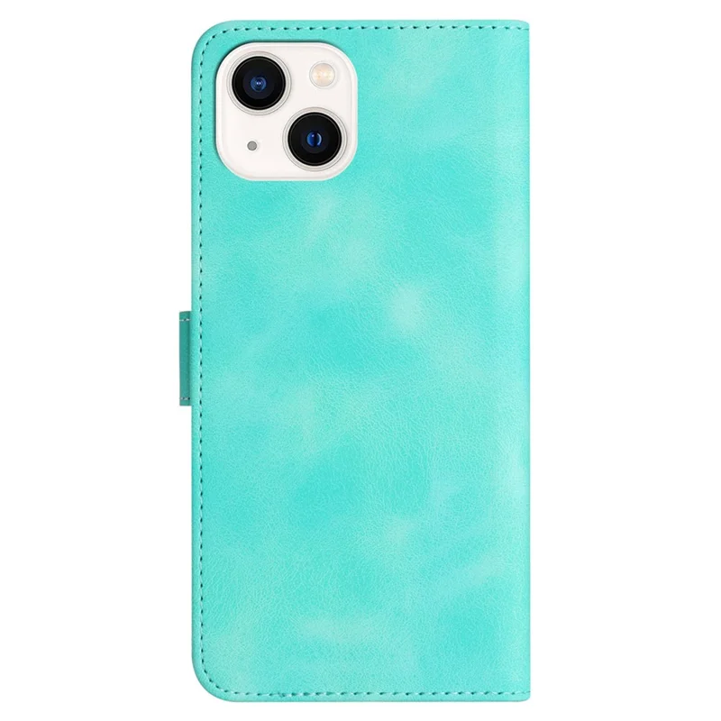 YX003 For iPhone 13 / 14 Cell Phone Case Imprinted Pattern PU Leather Stand Multifunction Wallet Flip Cover - Baby Blue