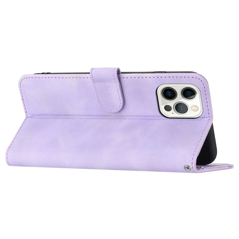 YX003 Für iPhone 13 Pro Max 6,7 Zoll PU-Leder Stoßfestes Handyhülle Flip-Ständer Bedruckter Geldbörse Hülle - Hellviolett