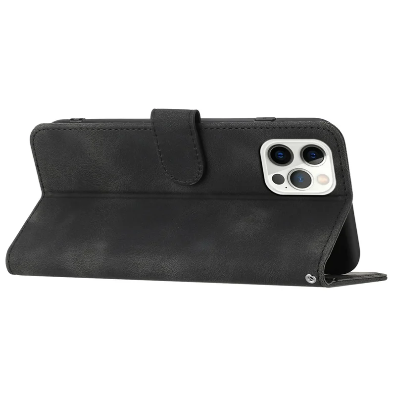YX003 For iPhone 14 Pro Imprinted Leather Phone Cover Anti-drop Wallet Stand Case - Black