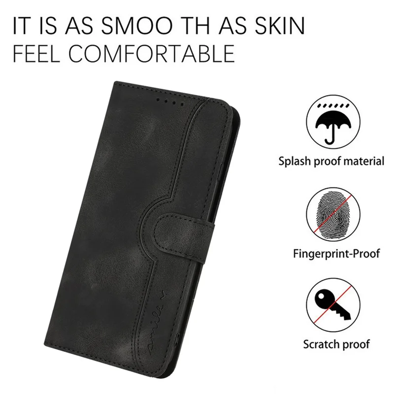YX003 For iPhone 14 Pro Imprinted Leather Phone Cover Anti-drop Wallet Stand Case - Black