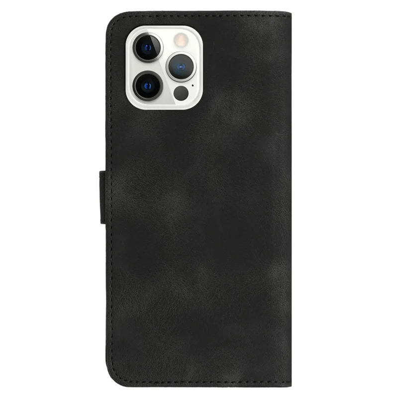 YX003 For iPhone 14 Pro Imprinted Leather Phone Cover Anti-drop Wallet Stand Case - Black