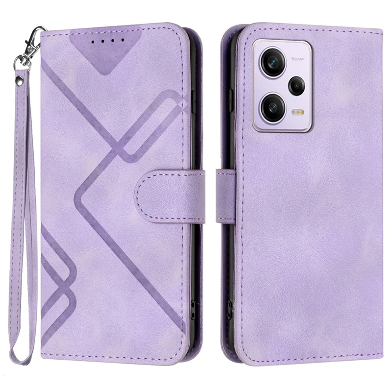YX0040 Funda de Cartera de Cuero para Xiaomi Redmi Note 12 Pro+ 5G Smartphone, Funda Plegable Impresa con Soporte - Púrpura Claro