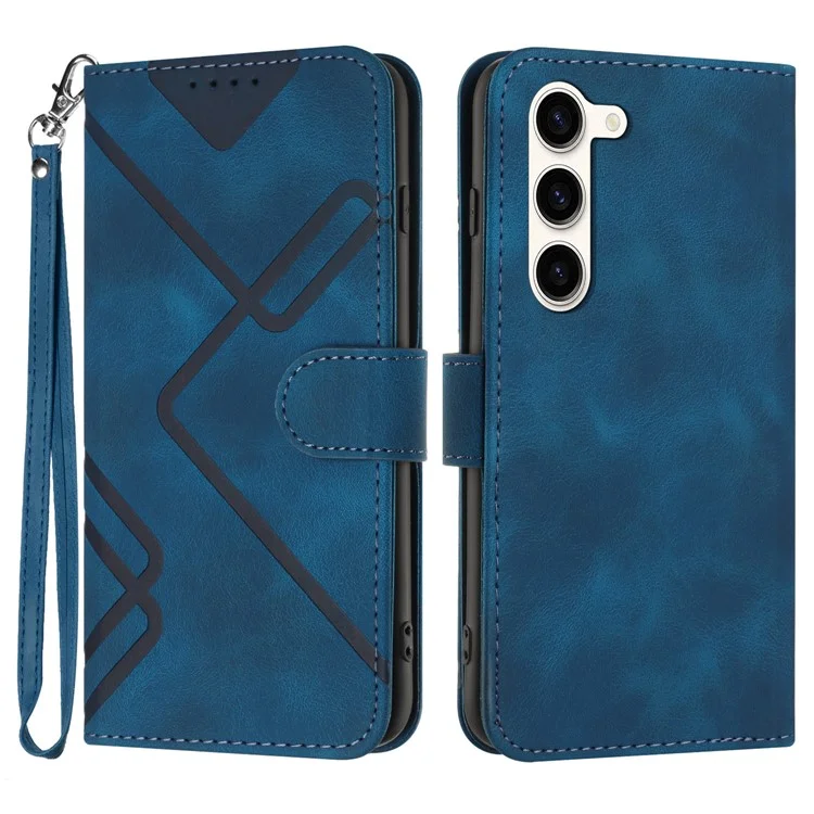 YX0040 For Samsung Galaxy S23+ Imprinted Leather Case Mobile Phone Stand Wallet Cover - Sapphire