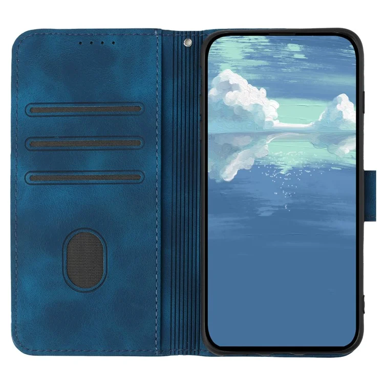 YX0040 For Samsung Galaxy S23+ Imprinted Leather Case Mobile Phone Stand Wallet Cover - Sapphire