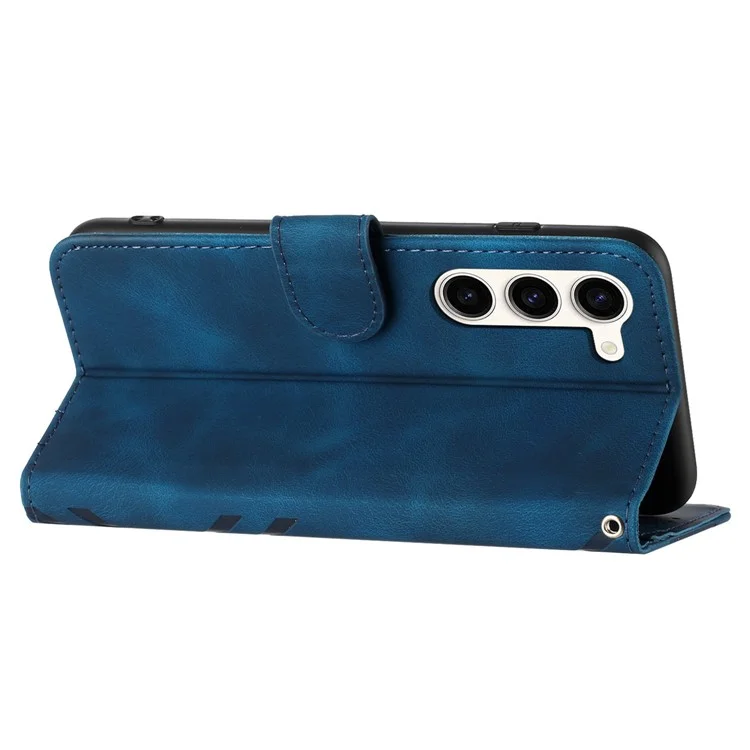 YX0040 For Samsung Galaxy S23+ Imprinted Leather Case Mobile Phone Stand Wallet Cover - Sapphire