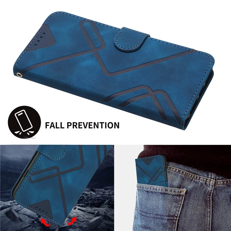 YX0040 For Samsung Galaxy S23+ Imprinted Leather Case Mobile Phone Stand Wallet Cover - Sapphire