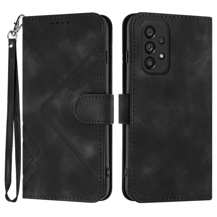 YX0040 For Samsung Galaxy A53 5G Soporte de teléfono Estuche Patrón impreso Cubierta de cuero PU Billetera - Negro