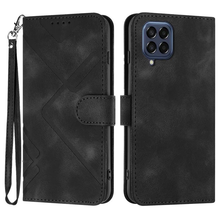 YX0040 For Samsung Galaxy M33 5G (Global Version) Wallet Phone Case Imprinted Pattern PU Leather Phone Stand Cover - Black
