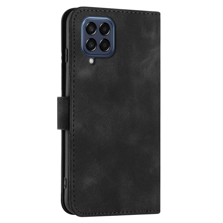 YX0040 For Samsung Galaxy M33 5G (Global Version) Wallet Phone Case Imprinted Pattern PU Leather Phone Stand Cover - Black