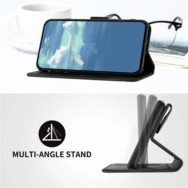 YX0040 For Samsung Galaxy M33 5G (Global Version) Wallet Phone Case Imprinted Pattern PU Leather Phone Stand Cover - Black