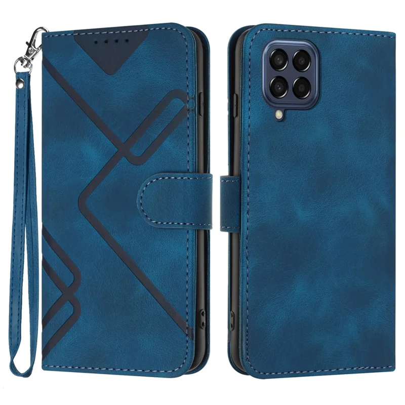 YX0040 For Samsung Galaxy M33 5G (Global Version) Wallet Phone Case Imprinted Pattern PU Leather Phone Stand Cover - Sapphire