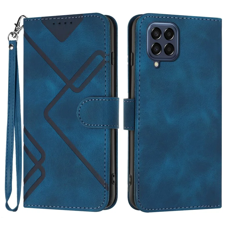 YX0040 Per Samsung Galaxy M53 5G Custodia in TPU+PU Pelle Imprimitura a Motivo Portafoglio Supporto per Telefono - Zaffiro