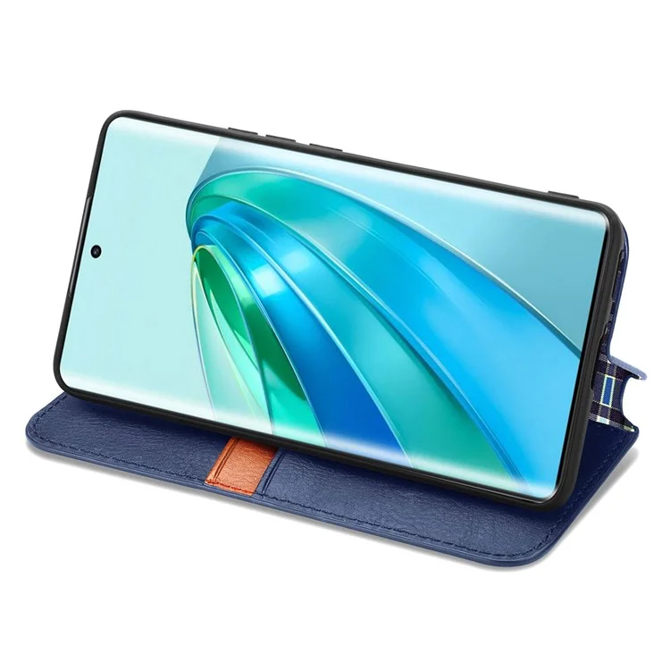 Para Honor X40 5G / X9a 5G / Magic5 Lite 5G Rhombus Imprint Capa de Couro à Prova de Choque - Azul