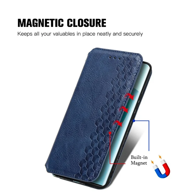 Para Honor X40 5G / X9a 5G / Magic5 Lite 5G Rhombus Imprint Capa de Couro à Prova de Choque - Azul