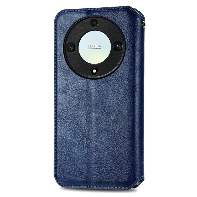 Para Honor X40 5G / X9a 5G / Magic5 Lite 5G Rhombus Imprint Capa de Couro à Prova de Choque - Azul