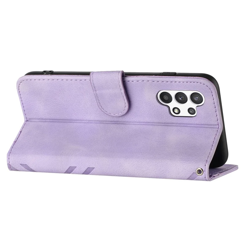 YX0040 Para Samsung Galaxy A13 4G Imprinted Phone Wallet Case PU Leather Foldable Stand Cover - Light Purple