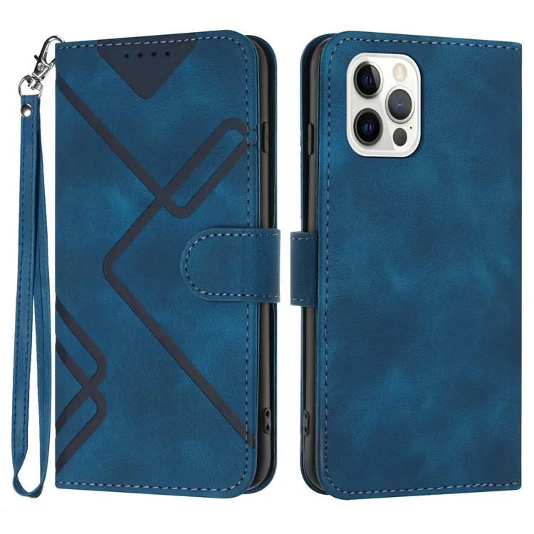 YX0040 Para iPhone 13 Pro Max 6.7 polegadas Imprinted Flip Stand Shell Carteira de Couro PU Caso de Telefone - Safira