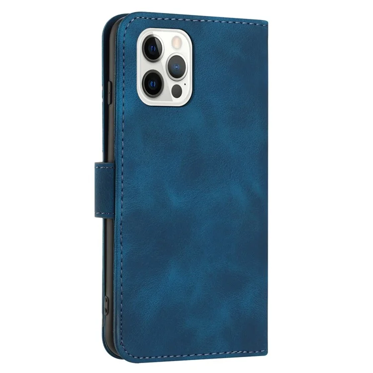 YX0040 Para iPhone 13 Pro Max 6.7 polegadas Imprinted Flip Stand Shell Carteira de Couro PU Caso de Telefone - Safira