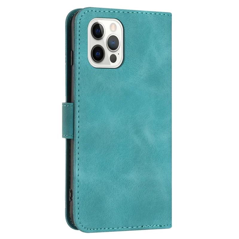 YX0040 For iPhone 14 Pro Max Leather Wallet Phone Case Imprinted Stand Protective Cover - Baby Blue