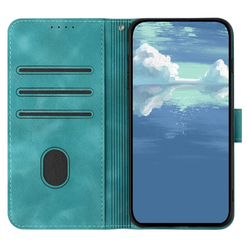 YX0040 For iPhone 14 Pro Max Leather Wallet Phone Case Imprinted Stand Protective Cover - Baby Blue