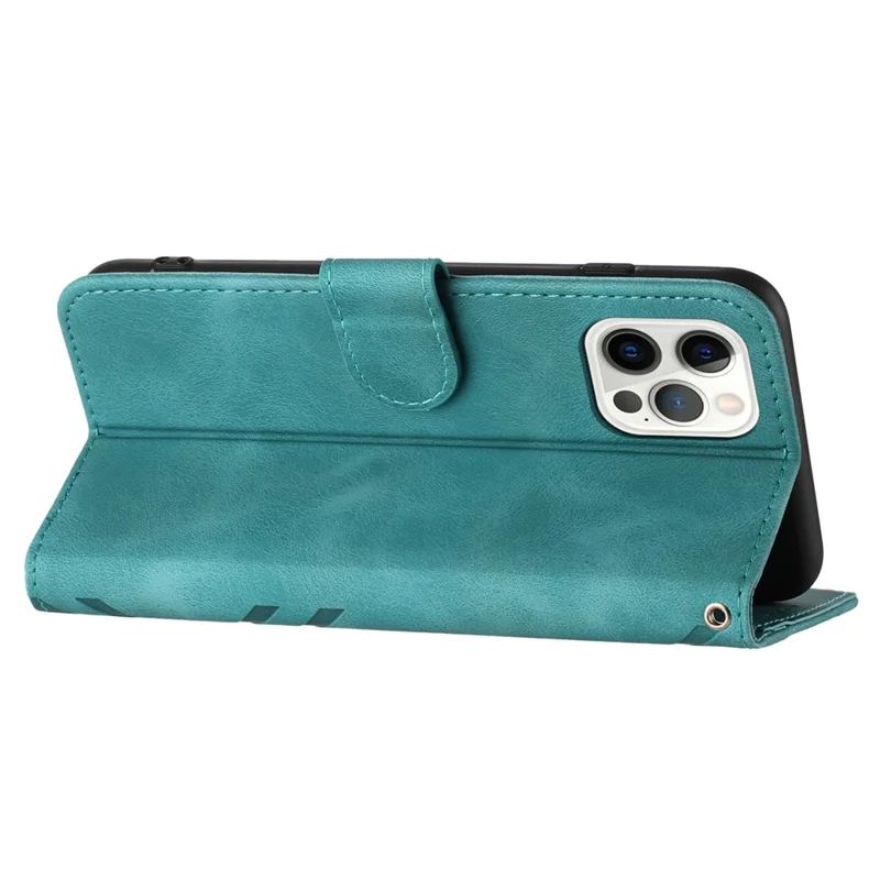 YX0040 For iPhone 14 Pro Max Leather Wallet Phone Case Imprinted Stand Protective Cover - Baby Blue