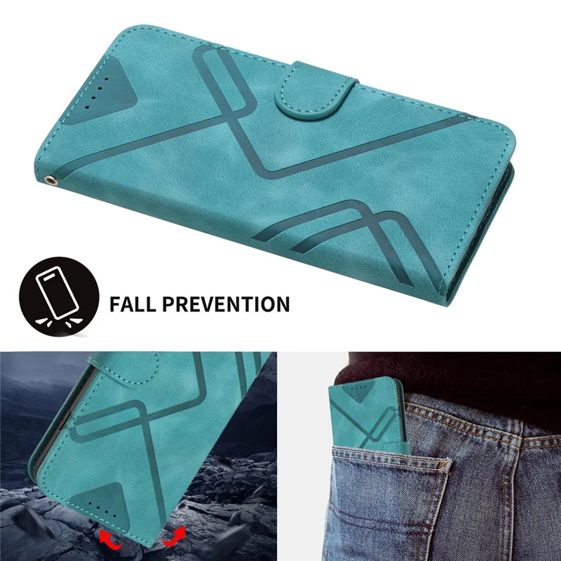 YX0040 For iPhone 14 Pro Max Leather Wallet Phone Case Imprinted Stand Protective Cover - Baby Blue