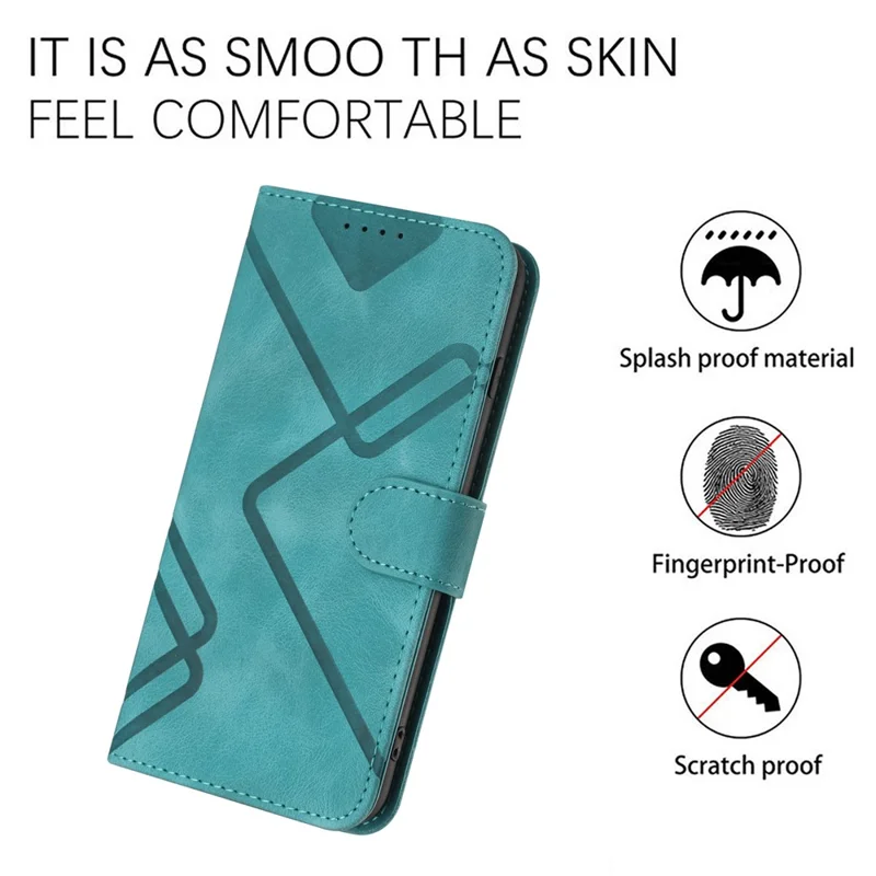 YX0040 For iPhone 14 Pro Max Leather Wallet Phone Case Imprinted Stand Protective Cover - Baby Blue