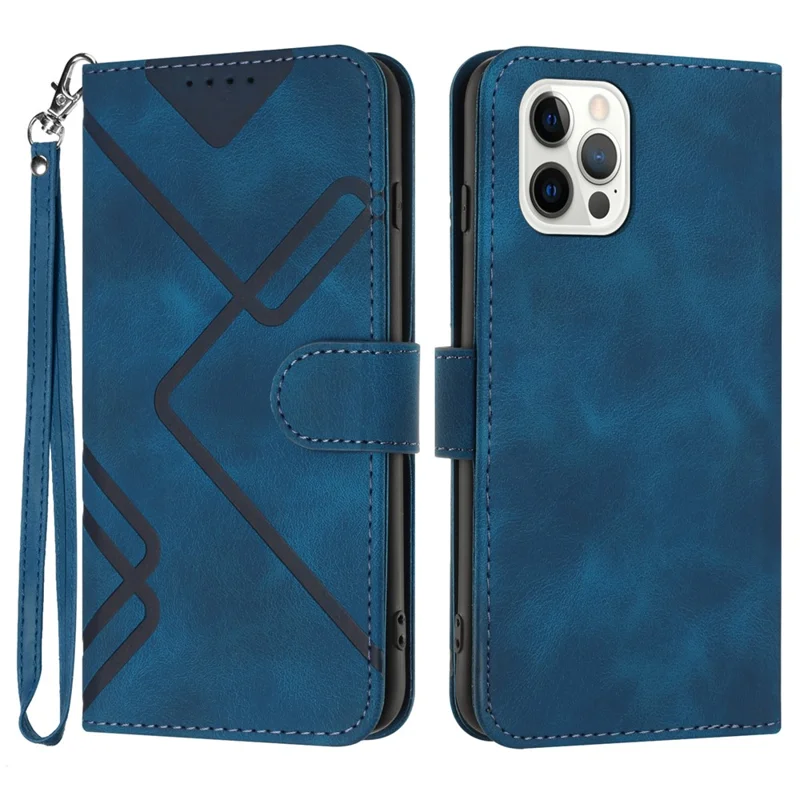YX0040 For iPhone 14 Pro Imprinted Pattern Phone Stand Case PU Leather Magnetic Cover Wallet - Sapphire