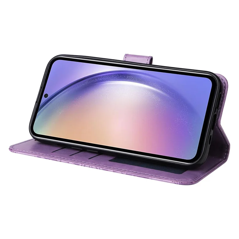 Pour Samsung Galaxy M54 5G / F54 5G Étui de téléphone portable en cuir PU à rabat avec motif tournesol, support et porte-monnaie - Violet