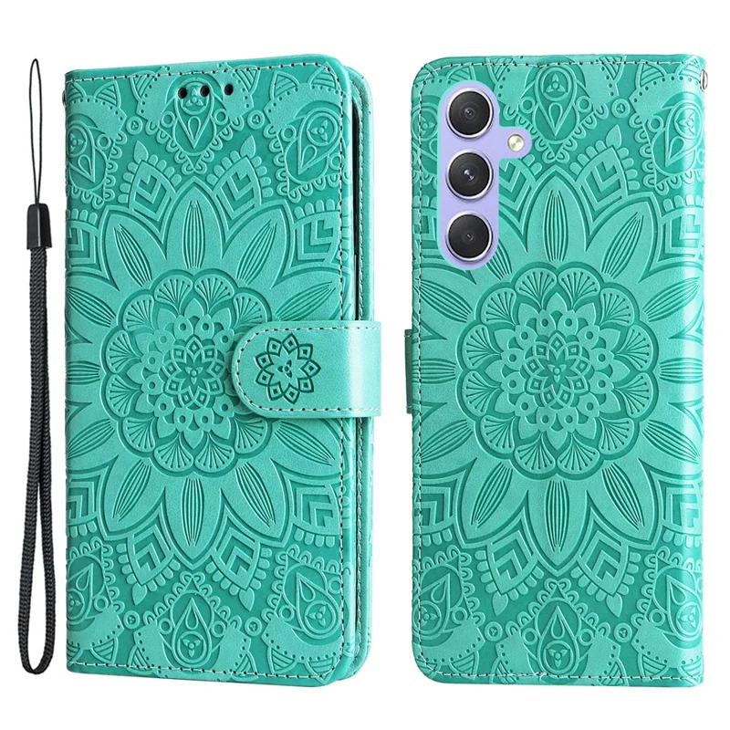 Para Samsung Galaxy M54 5G / F54 5G Funda de Teléfono con Tapa de Cuero PU con Girasol Impreso Cartera de Pie - Verde