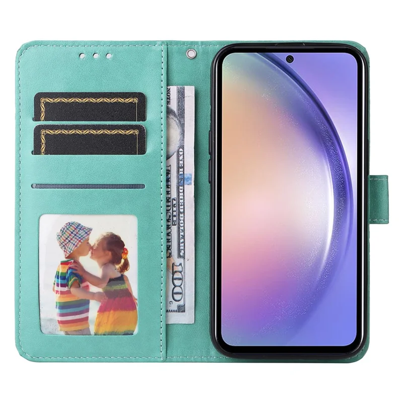 Para Samsung Galaxy M54 5G / F54 5G Funda de Teléfono con Tapa de Cuero PU con Girasol Impreso Cartera de Pie - Verde