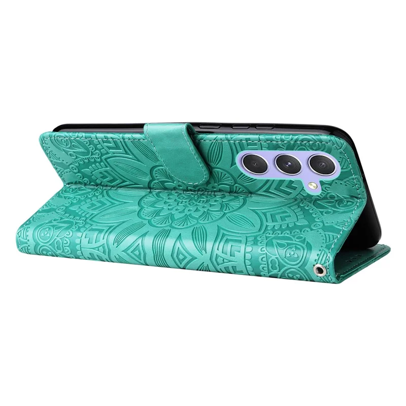 Para Samsung Galaxy M54 5G / F54 5G Funda de Teléfono con Tapa de Cuero PU con Girasol Impreso Cartera de Pie - Verde