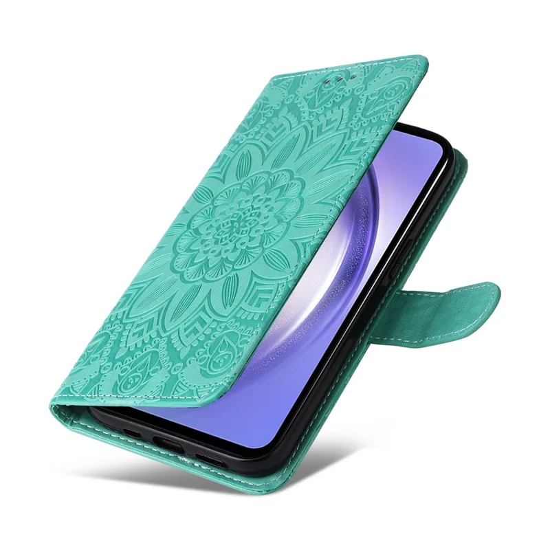Para Samsung Galaxy M54 5G / F54 5G Funda de Teléfono con Tapa de Cuero PU con Girasol Impreso Cartera de Pie - Verde