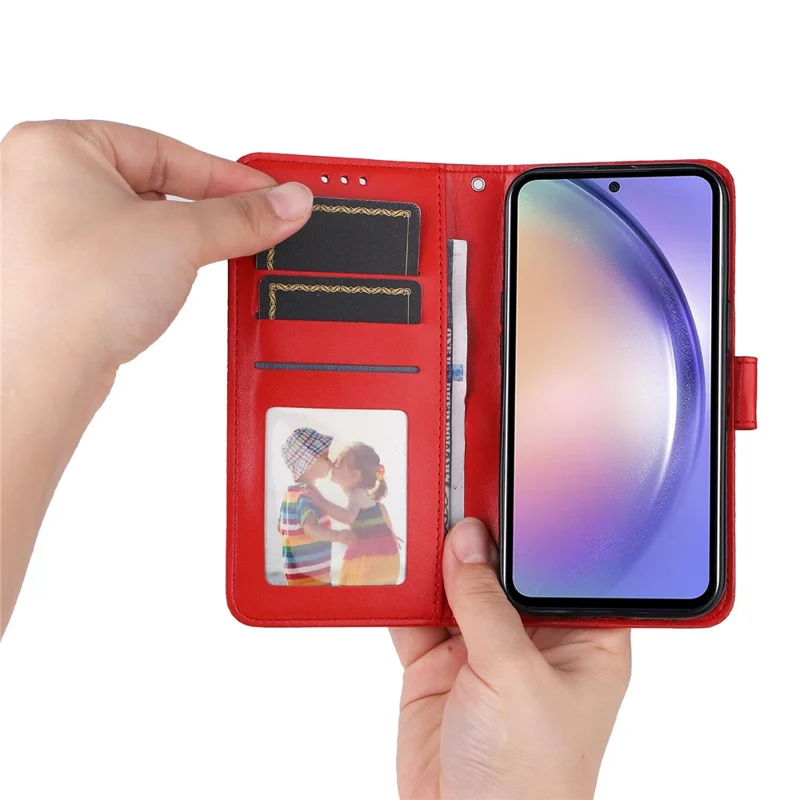 Per Samsung Galaxy M54 5G / F54 5G Custodia Flip in Pelle PU con Motivo a Girasole, Supporto Portatile e Portafoglio - Rosso
