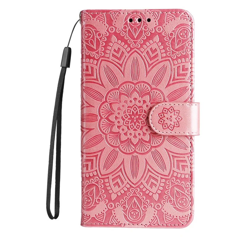 For Samsung Galaxy M54 5G / F54 5G PU Leather Flip Phone Case Sunflower Imprinted Stand Wallet Cover - Pink