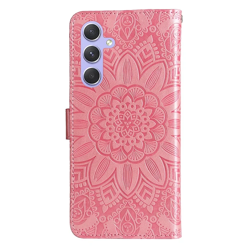 For Samsung Galaxy M54 5G / F54 5G PU Leather Flip Phone Case Sunflower Imprinted Stand Wallet Cover - Pink